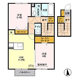 ラ・プリシード 2LDKの間取図画像