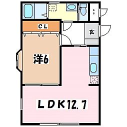 メルベージュS 1LDKの間取図画像