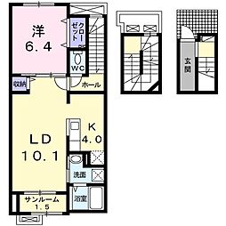 アベニールドゥアルブル 1LDKの間取図画像