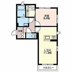 グレイスコート高宮 1LDKの間取図画像