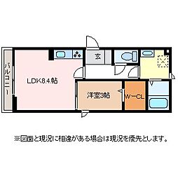 Wing女鳥羽 1LDKの間取図画像