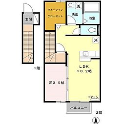 カルムコンジェ2 1LDKの間取図画像