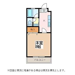 メゾンラッキーレスト 1Kの間取図画像