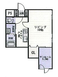 アーツ本庄 1Kの間取図画像