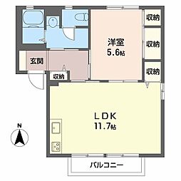 グリーンハイツ島立A 1LDKの間取図画像