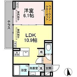 トリシア東口 1LDKの間取図画像