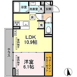 トリシア東口 1LDKの間取図画像