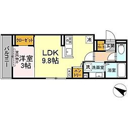 セルメイユール 1LDKの間取図画像