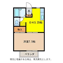 シャルム若里 1DKの間取図画像