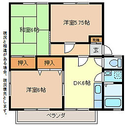 サンビレッジ上松 3DKの間取図画像