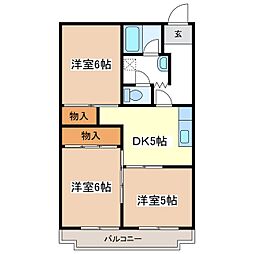 箱清水ハイツ 3DKの間取図画像