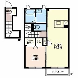 リーフハウス 1LDKの間取図画像