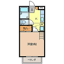 サンハイツ栗田 1Kの間取図画像