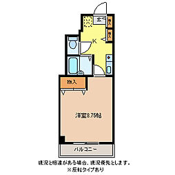 プライム若里 1Kの間取図画像