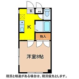 ドルフィン中御所B 1Kの間取図画像