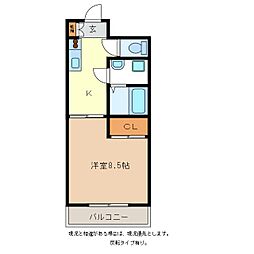 テルミニ21 1Kの間取図画像