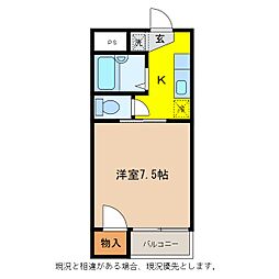 コーポT&T吉田 1Kの間取図画像