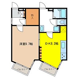 クオリティ桜C 1DKの間取図画像