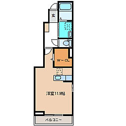 ガーデンハウス朝日山F 1Kの間取図画像