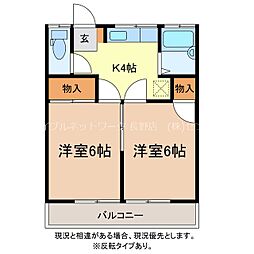 山田アパートA 2Kの間取図画像