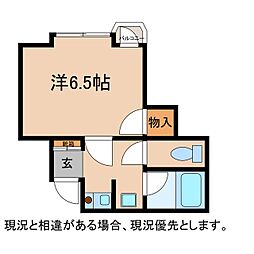 リブイン七瀬 1Kの間取図画像