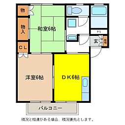 ラフィネM 2DKの間取図画像