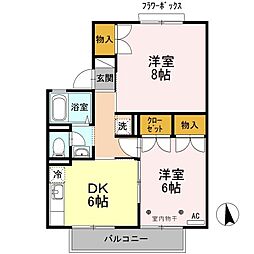 ライブタウン平林A 2DKの間取図画像