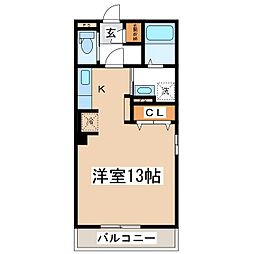 プランタン3 ワンルームの間取図画像