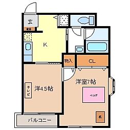 グランディオーゼナガノ 2Kの間取図画像