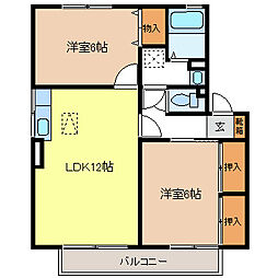ジョリー若槻B 2LDKの間取図画像
