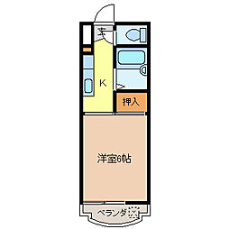 ドムスミワ東館 1Kの間取図画像