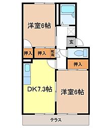 セゾン・ドアマデウスA 2DKの間取図画像