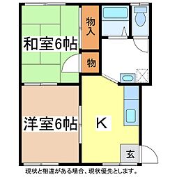 スクエアーハウス 2Kの間取図画像