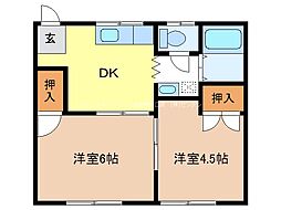 コーポ岡田A棟 2DKの間取図画像