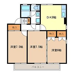 エクセル青木 3DKの間取図画像