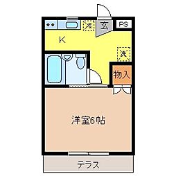 柏ハウス 1Kの間取図画像