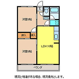 おねやま団地悠久台 2LDKの間取図画像