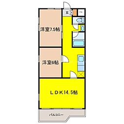 アシスト長野マンション3 2LDKの間取図画像