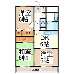 マンションスカイヒルズ 3DKの間取図画像