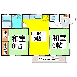 ハイツコトブキ 2LDKの間取図画像