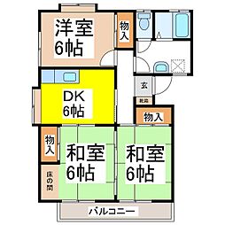 エバーグリーン 3DKの間取図画像