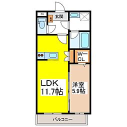 アスペルジュ・ペーシュ 1LDKの間取図画像