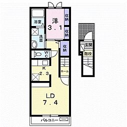 ベルヴェデーレB 1LDKの間取図画像