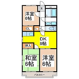 ベルクレール塩入 3DKの間取図画像