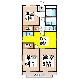 ベルクレール塩入 3DKの間取図画像