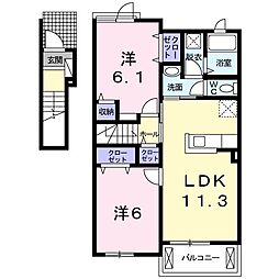 シャトー・ル・ブラン 2LDKの間取図画像