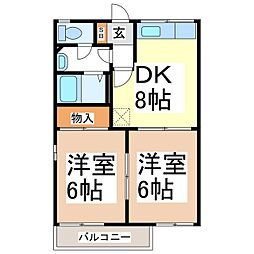 フレグランス会 2DKの間取図画像