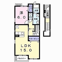 アーバンちくま 1LDKの間取図画像