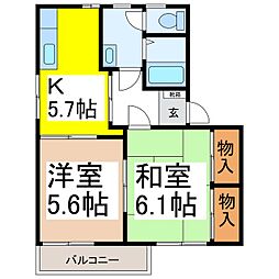 コート岡田屋D 2Kの間取図画像