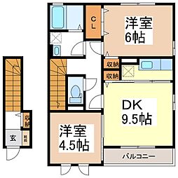 ヘブンリーパース 2DKの間取図画像